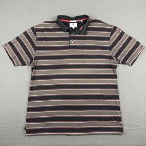 Viyella Polo Shirt Men's‎ Large Black Brown Red Preppy Casual